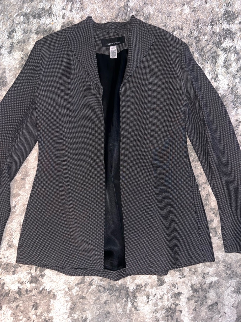 Jones New York Women's Black Micro-Pattern Open-Front Blazer